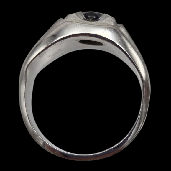 925 Silver Men's Ring with Blue Sapphire - Picture 5 of 9